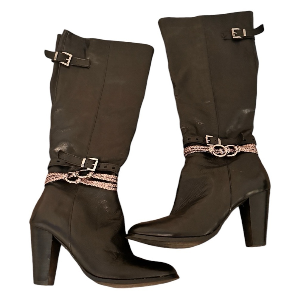 Vintage leather chain boots